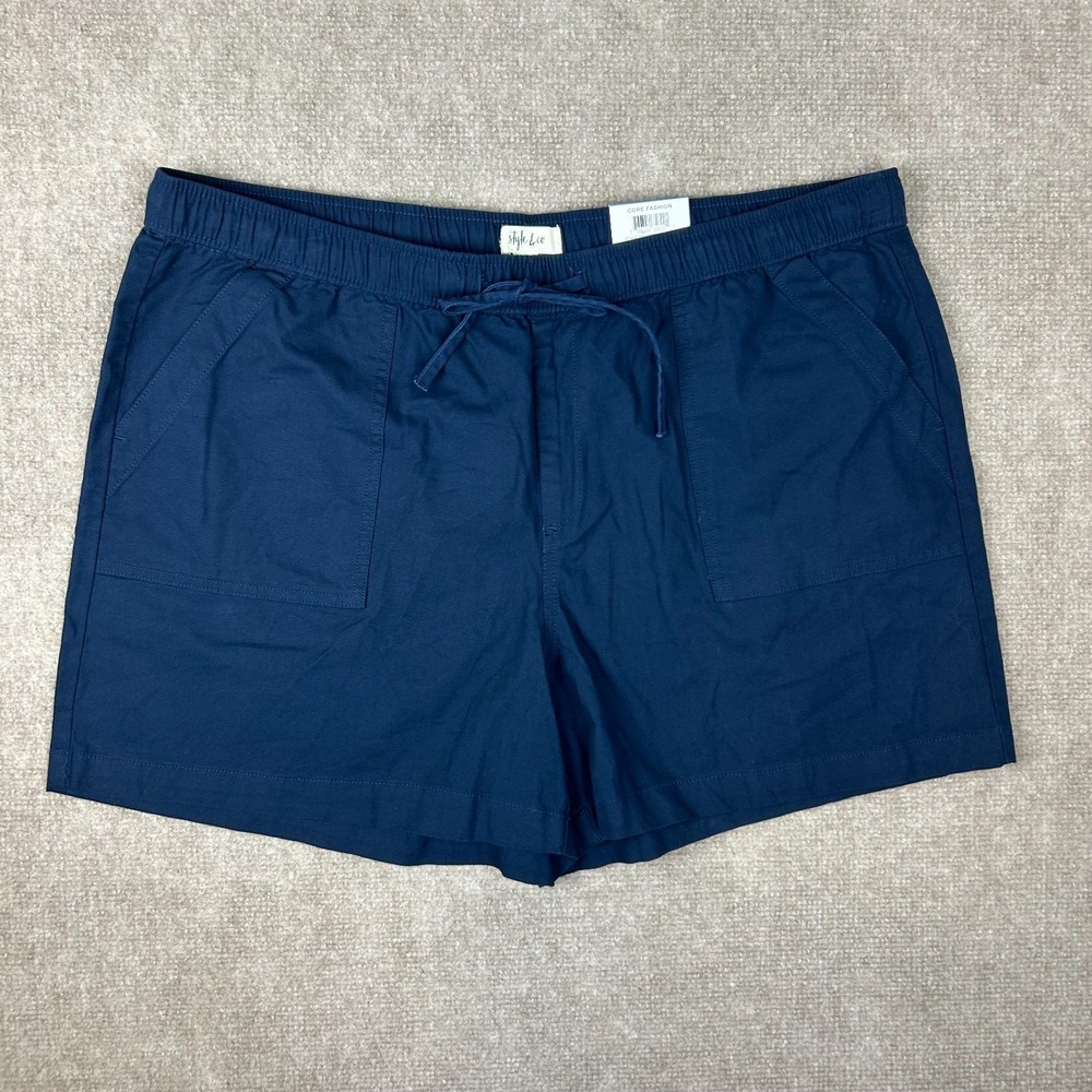 Style & Co Shorts Women's XL Industrial Blue Cotton Mid Rise Pull On Summer Wear